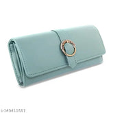 Light green faux leather women's clutch purse, stylish accessory with 4 compartments, perfect for girls and events