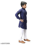 Ethnic wear half plate cotton kurta for kids and boys - solid pattern, long sleeves, Indian traditional clothing