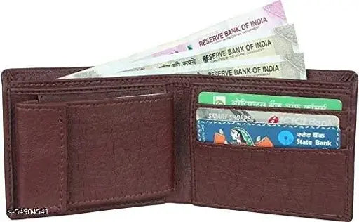 Brown faux leather men's album wallet with three compartments, perfect for Diwali, New Year, or Father's Day gifts