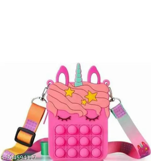 Pink PU Popper Sensory Pop-it Bubble Stationery Storage Bag - Kids/Boys/Girls Toy, Pack of 1 (India)