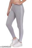 Fashionable white cotton blend printed net jeggings, soft, stretchy, and breathable for women's casual wear