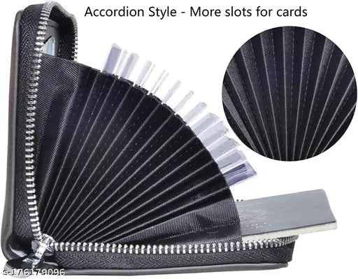 Solid leather wallet for men and women, 9 slots for cards and coins, 2 money pockets, 10.5 x 8.5 x 2.5 cm, handcrafted from genuine leather, India-made