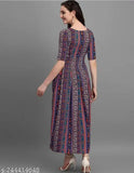 Trendy printed crepe A-Line kurti for women, casual & office wear. Lightweight, breathable, and easy to maintain, pack of 1 (S - XL). Indian fabric, knee-length with short sleeves