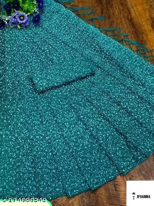 Embroidered net saree fabric (net1300RAMA), free size, 5.5m length, made in India