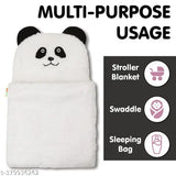 Soft white fleece hooded baby blanket by OYO BABY (86x82 CM), ideal for newborns and winter use with an adorable animal design