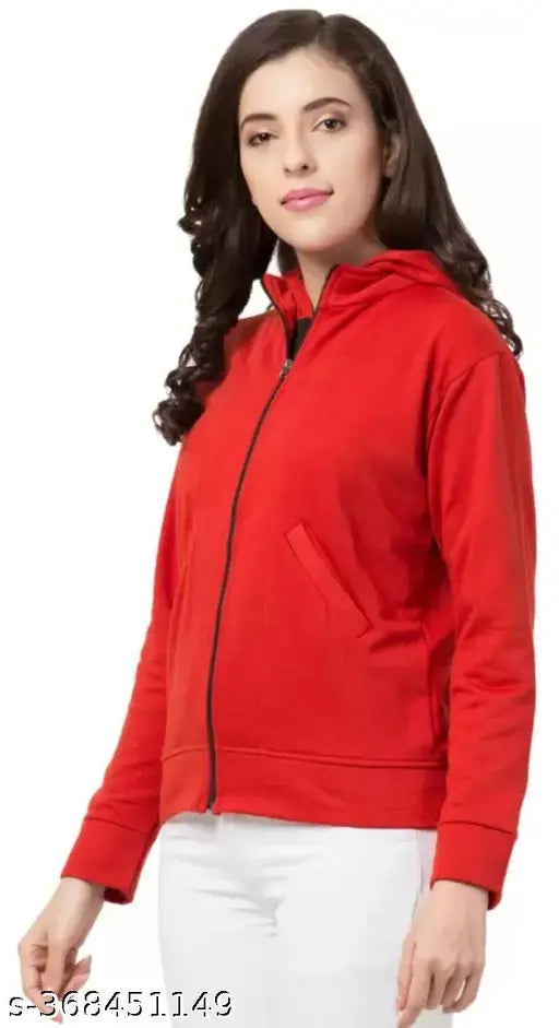 Fleece women's jacket from AS fashion, solid color, long sleeves. Size S (34in bust, 24in length), made in India