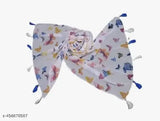 Fancy floral print chiffon scarves, premium quality with pearls & tassels (MultiCol Bfly/BluepinkF), perfect for women's fashion - Pack of 2