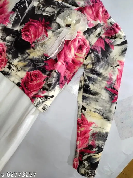 Pink & white super soft velvet midi-knee length casual winter dress, trendy girls fashion with long sleeves