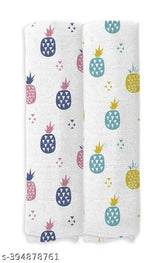 Aerocotton Home Baby Muslin Swaddle 100x100cm-pack, soft cotton blankets with self-design fruit pattern, ideal for AC room and daily use