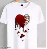 Stylish polyester short-sleeve men's t-shirt with printed pattern, white color, India origin
