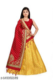 Art Silk Lehenga Choli collection for kids, semi-stitched traditional wear with Banarasi Jacquard silk fabric, sizes from 8-15 years