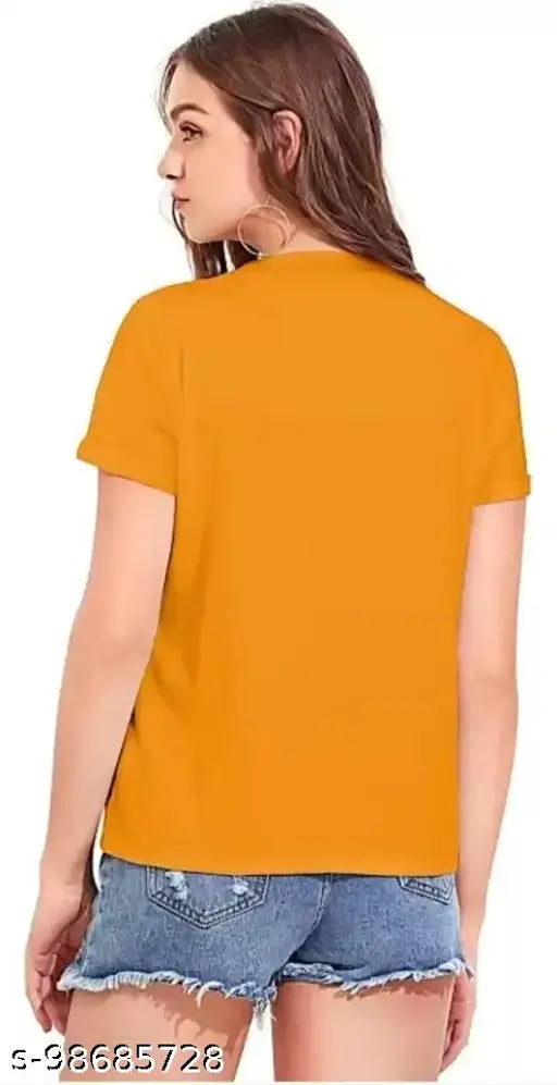 Cotton blend round neck graphic print half-sleeve casual t-shirt, vibrant chutki design, women's fashion from India