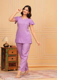 Women's rayon printed night suit cord set, trendy nightdress co-ord set for women and girls