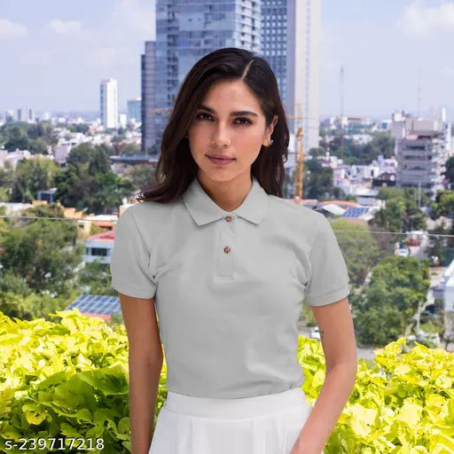 Classic women's unisex polocotton short-sleeve t-shirt, solid design, sustainable manufacturing, made in India