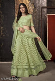 Soft net embellished lehenga-choli-dupatta set for women, free size, under budget