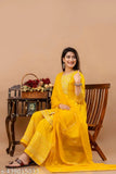 Rayon yellow embroidered Anarkali with dupatta and sharara set, festive collection