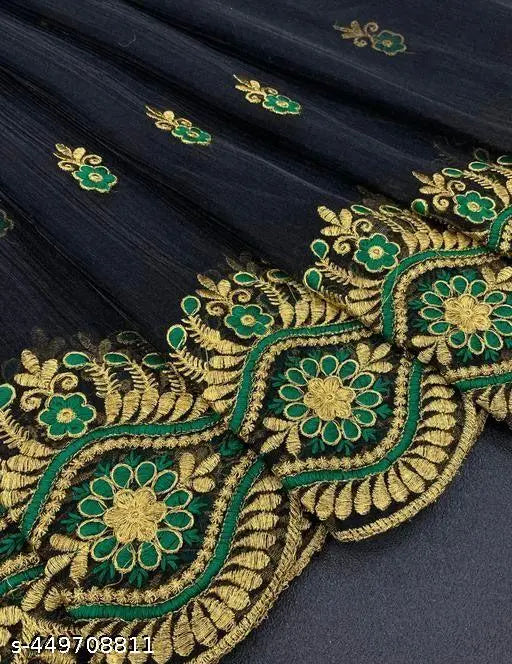 Embroidered super net sari with separate dupion silk blouse, Indian traditional attire
