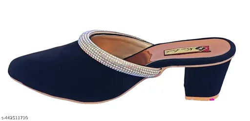 Velvet open-back ballerinas by HASHU ENTERPRISES, comfortable heel height for wedding and party wear
