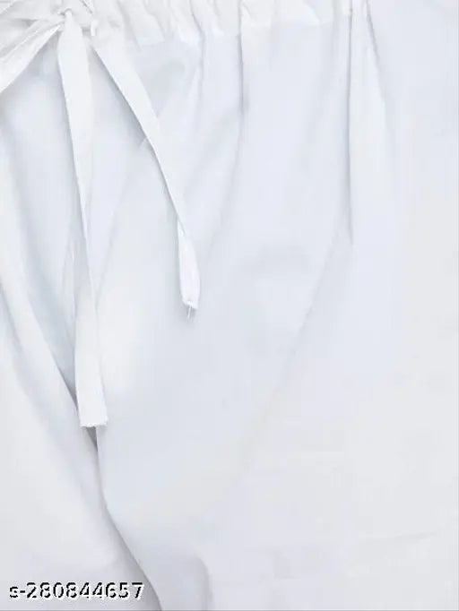 White cotton blend men's pajama bottom, KRAFT INDIA brand, above-knee length