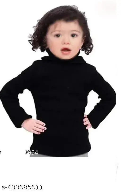 Blackwhite high neck wool sweaters for kids (2 pcs), full sleeves, solid design, winter wear