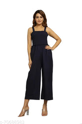 Solid rayon sleeveless party jumpsuit for women, vibrant color on model