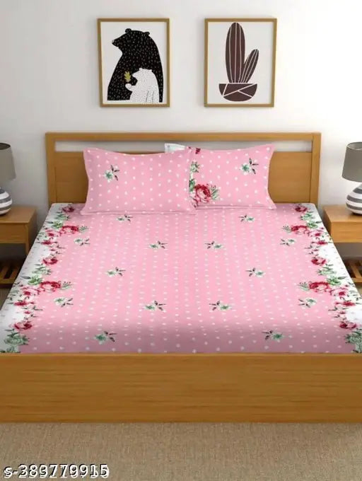 Pure cotton floral double bed sheets pack of 1 with 2 pillow covers - ideal for summer, superfine quality