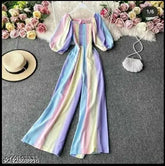 Georgette, three-quarter sleeve, printed net, trendy women's jumpsuit - ideal for casual or evening wear