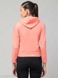 Trendy peach cotton blend double zipper jacket/hoodie full sleeve for women, solid design, breathable and soft fabric, stylish clothing from Fabitto Store