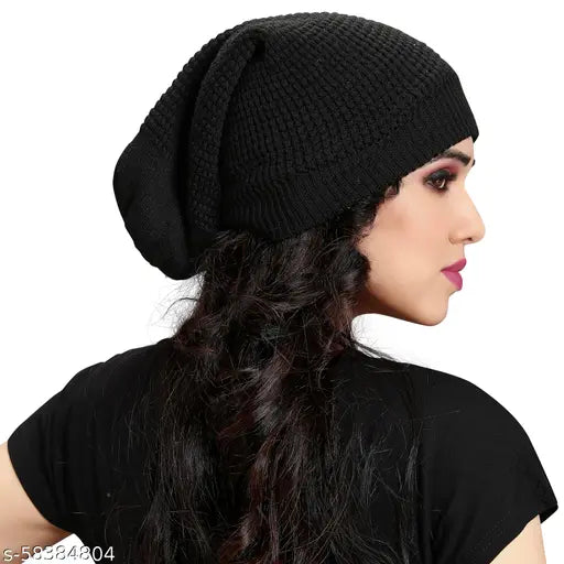 Wool beanie cap - solid style, handcrafted hat from India