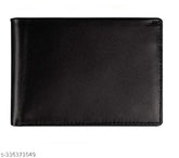Black genuine leather card case wallet for men by Voblin, perfect for daily use with 2 compartments for essentials, solid design, free size (9cm x 11cm), made in India