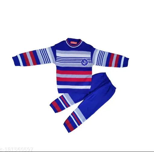 Boys woolen winter striped sweater set: Top and bottom, long sleeves, for 12-18M to 3-4Y, made in India