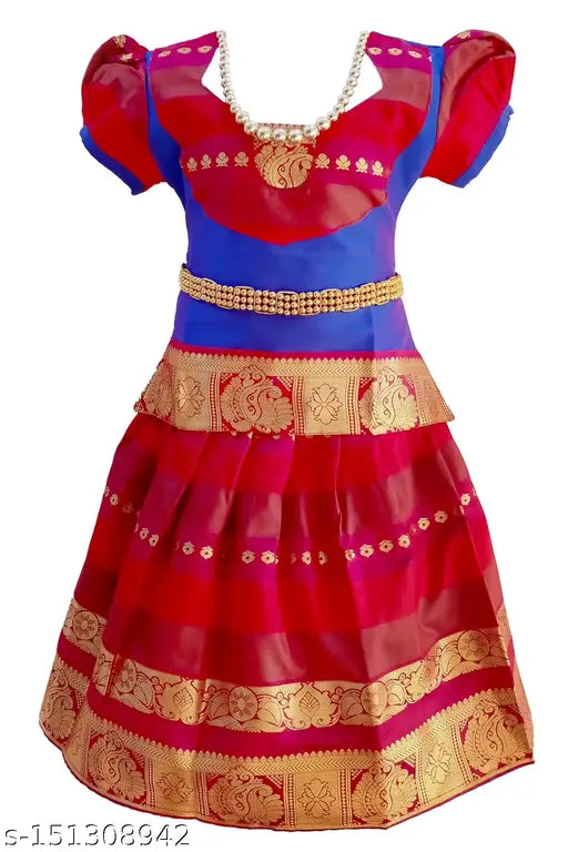 Kids traditional cotton-silk lehenga choli set with gift, ethnic motif printed, ready-to-wear, festive occasion wear, Indian origin