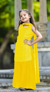 Georgette embellished kurta and plazzo for kids festive party wear, 2-12 years, Indian ethnic set by Anila Fashion
