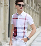 Cotton blend half-sleeve printed polo T-shirt for men, available in black, green, maroon, and navy blue. Ideal for casual or streetwear, perfect for festivals like Diwali, Holi, or Raksha Bandhan. Made in India