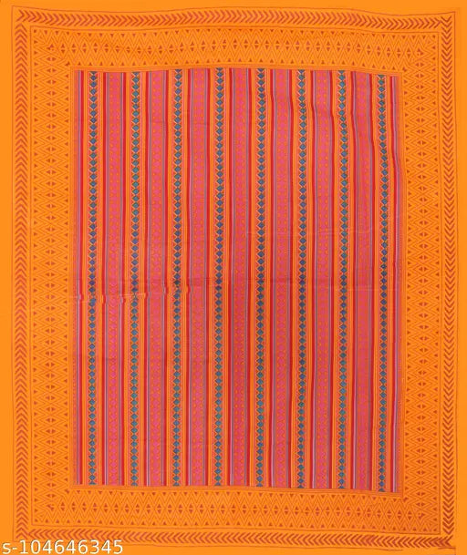 Fine geometric cotton double bed sheets & pillow covers - Summer, Jaipuri screen print, India origin