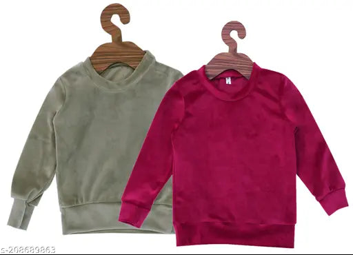 Velvet sweatshirt for girls, solid color with long sleeves from India (Princess Classy Girls Sweatshirts)