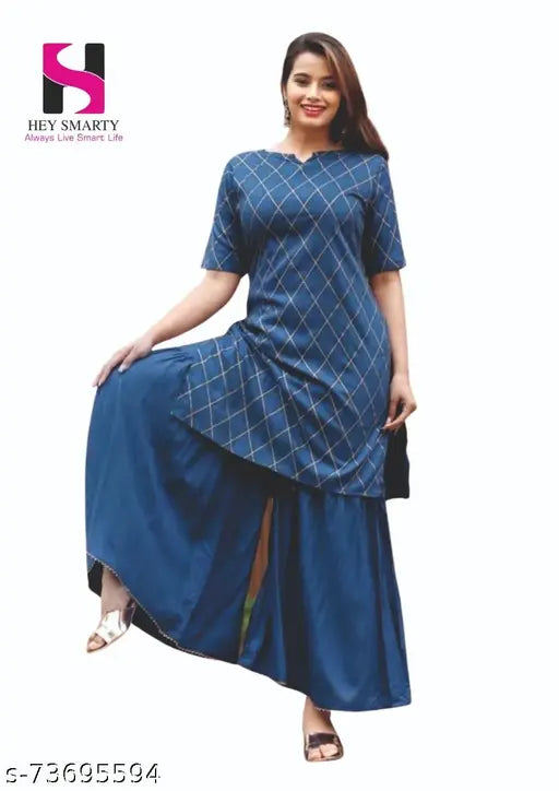 Rayon Smart Lady Dupatta Set with kurta and bottomwear, solid pattern, short sleeves, India-made fashion for women