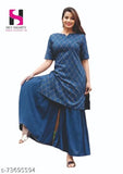 Rayon Smart Lady Dupatta Set with kurta and bottomwear, solid pattern, short sleeves, India-made fashion for women