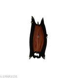 Black canvas & leather women's 5-compartment clutch with 7in x 5in free size, sleek matte finish