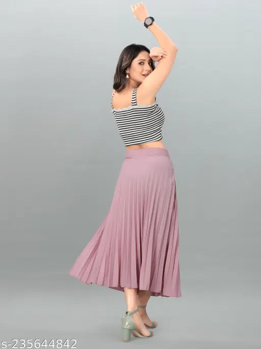 Stylish polyester ethnic skirt, solid net, women's waist sizes: 28-36 inches, India origin
