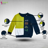 Cotton blend boys full sleeve sweatshirt with printed net pattern, ideal for casual wear (5-6 years)