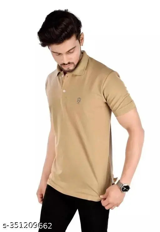 Cream cotton blend polo t-shirt, comfortable and breathable for casual wear