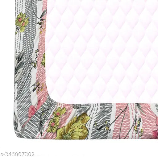 Glace cotton, abstract floral fitted single-size bedsheet with 1 pillow cover, ideal for summer - superfine quality bedding from India