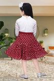 Printed rayon three-quarter sleeve summer dress for kids (2-3yrs: 11.5in bust, 20in length; 4-5yrs: 13.5in bust, 26in length; 6-7yrs: 15.5in bust, 30in length; 7-8yrs: 17.5in bust, 34in length), made in India