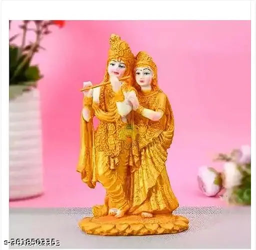 Resin Radha Krishna idol, 10cm tall, Hindu religious gift, divine decor for Pooja room or Mandir