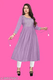 Viscose Rayon Solid Women's Kurti, trendy three-quarter sleeve festive wear from India