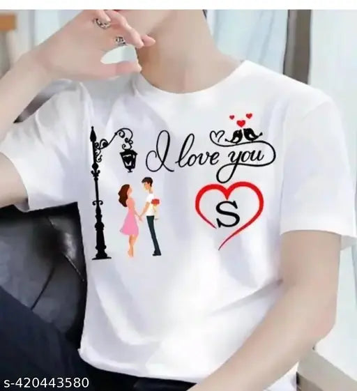 Black cotton "My Love" graphic print t-shirt, short sleeves for men, versatile and comfortable wardrobe essential
