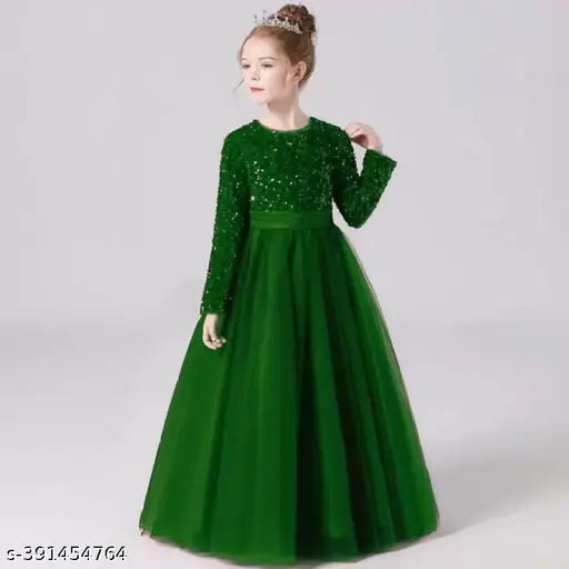 Indian net kids princess gown, 0-16 years, solid color, little girls formal attire for events