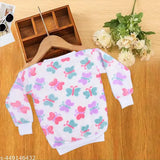Wool turtleneck sweater with printed butterfly pattern for kids, multicolor, India origin