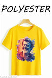 Yellow Rajinikanth Smoke Lab short-sleeve printed net polyester t-shirt from India